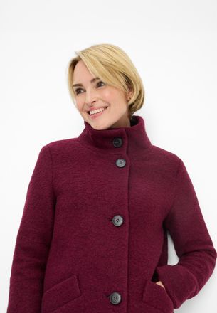 Fuchs Schmitt Wollmantel FUCHS SCHMITT Wollmantel, Damen, Gr. 38, rot (bordeaux), Web, Obermaterial: 75% Wolle, 25% Polyester, unifarben, regular fit lang, Rundhals