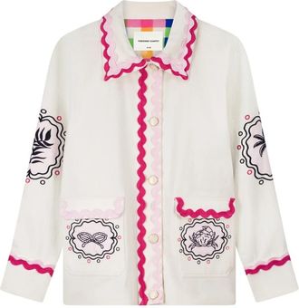 Fab By Fabienne Chapot Melodie Embro Jacket - Dames - Overhemden - Beige - M - Katoen - Overhemden