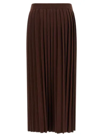 Fabiana Filippi Knitted Pleated Skirt - Brown
