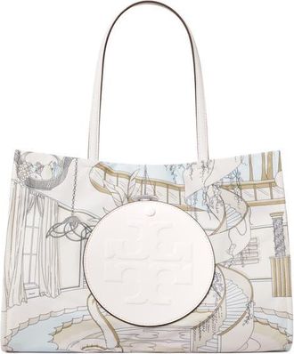 Tory Burch Small Ella Print Tote in The Pool Beige at Nordstrom