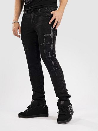 Ninth Hall Skinny Lth Crosses Jeans zwart