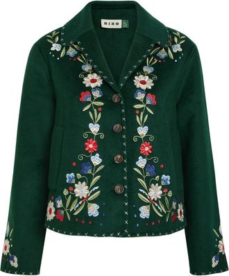 Rixo Rixo Jude Floral-embroidered Wool-blend Jacket - Multicoloured - 16 (UK 16 / XL)