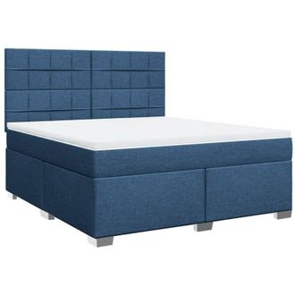 vidaXL Cama Box Spring Con Colch&oacute;n Tela Azul 180x200 Cm Vidaxl