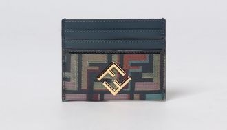 Fendi Portacarte di credito FF Diamonds Fendi in pelle e cotone spalmato