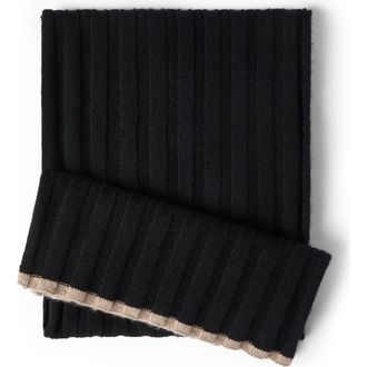 Brunello Cucinelli Cashmere rib knit scarf in Black at Nordstrom