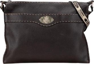 Fendi Pre-owned Cross Body Bags, female, Brown, Size: ONE SIZE Pre-owned Leather Crossbody Bag
