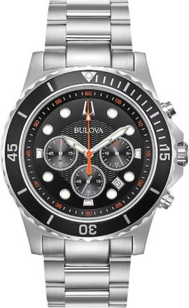 Bulova Marine Star Chronograph Quartz Black Dial Mens Watch 98B326