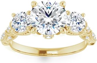 Pompeii3 3Ct Vintage Diamond 3 Stone Engagement Ring Lab Grown in White or Yellow Gold