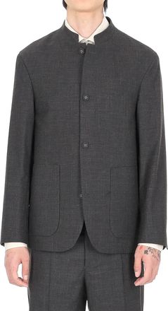 Officine G&eacute;n&eacute;rale Meryl Wool-Silk-Linen Band Collar Jacket