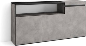 Skraut Home Skraut Home - Aparadores Para Sal&oacute;n, Gran Capacidad De Almacenaje, 150x75x35cm, 3 Puertas, Armario, Zapatero, Estilo Moderno, Gris Cemento