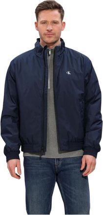 Calvin Klein Jassen, Heren, Blauw, M, Polyester, LS Ripstop Padded Harrington Jkt