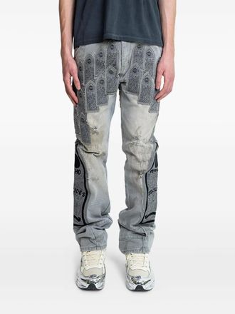 Who Decides War by Ev Bravado Jeans Arch con ricamo - Grigio