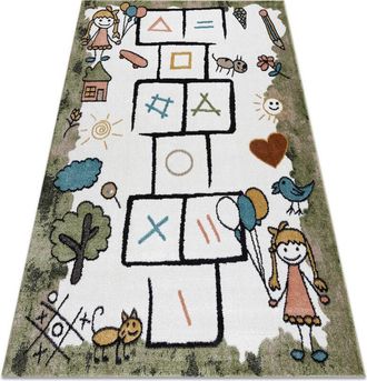 RugsX Rugsx - Alfombra Fun Hop Para Ni&ntilde;os, Rayuela, Animales Verde Green 140x190 Cm