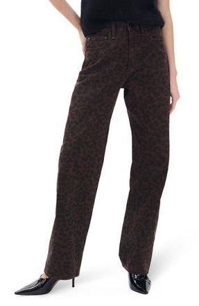 Rag & Bone Shea High Waist Relaxed Straight Leg Jeans in Leopard at Nordstrom Rack, Size 31