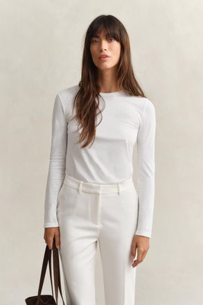 GANT Women Cotton Long Sleeve T-Shirt (XXL) WHITE