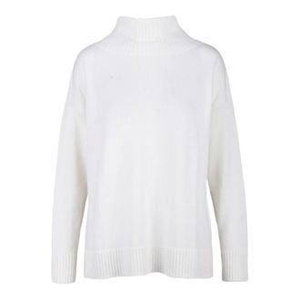 Max Mara Truien & Vesten, Dames, Wit, L, Wol, Hoge hals wollen trui vierkante snit