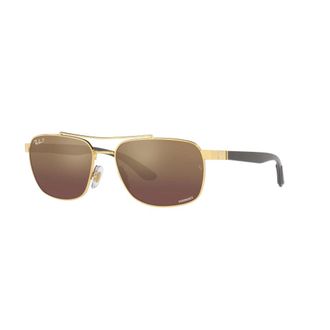 Ray-Ban Gepolariseerde zonnebril in glanzend zwart/bruin goud - Heren - Zonnebrillen - Geel - 59 MM - Accessoires