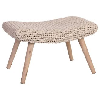 Wanderlust Deco Banqueta de madera y algod&oacute;n trenzado 67 x 30 x 43h cm