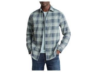 Vince Big Sky Plaid Long Sleeve Shirt Mens Clothing Rapids Combo : SM, Cotton
