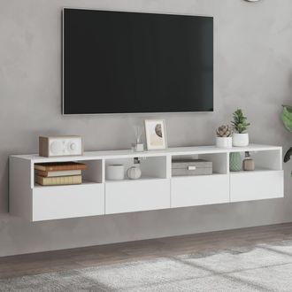 vidaXL Vidaxl - Muebles De Pared Tv 2 Uds Madera Ingenier&iacute;a Blanco 80x30x30 Cm