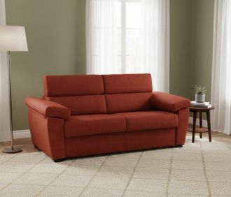 Dmora Dmora - Sof&aacute; Cama 2 Plazas Fisciano, Sof&aacute; Convertible Para Sal&oacute;n, Acolchado, Desenfundable, Calidad 100% Made In Italy, 205x95 H100 Cm, Naranja