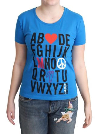Moschino Womens Alphabet Tee Short Sleeve Crew Neck - Blue Cotton - Size EU 40 (Womens)