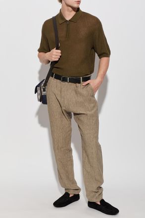 Emporio Armani Polo With A Decorative Weave, Mens, Brown