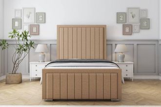 Sloomy Richmond Dumfries Bed Frame With 50 Upholstered Headboard in Light Brown | Size: King