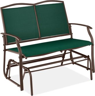 Best Choice Products 2-Person Outdoor Swing Glider, Steel Patio Loveseat, Bench Rocker w/ Armrests