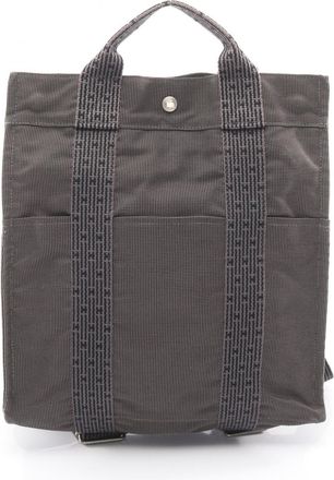 Herm&egrave;s Gray Nylon Canvas Backpack (Pre-Owned)