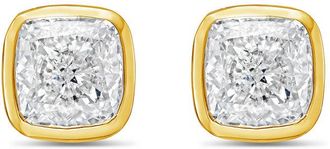 Diana M. Jewels 14KT YELLOW GOLD LAB GROWN CUSHION CUT STUDS IN A BEZEL SETTING WEIGHING 4.00 CTS TW