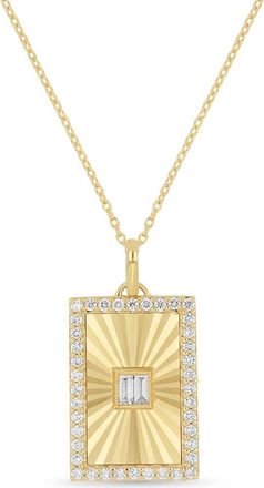 Bony Levy 18K Gold Icon Diamond Rectangle Pendant Necklace in 18K Yellow Gold/diamond at Nordstrom, Size 18