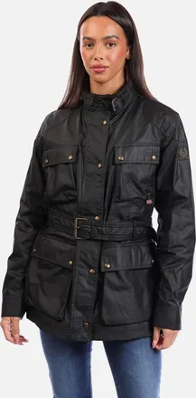 Belstaff Womens Waxed Cotton Trailmaster Jacket - Black - Size: 14