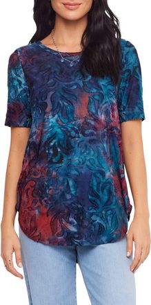 Karen Kane Tie Dye Burnout Shirttail Top in Navy/Red at Nordstrom, Size X-Small
