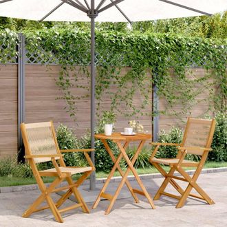 Berkfield Home 3 Piece Bistro Set Beige Polypropylene & Solid Wood