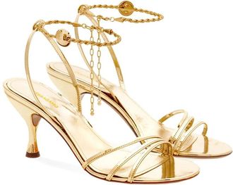 Ferragamo 7Mm Ankle Chain Leather Sandal