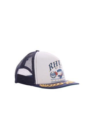 Rhude Mens Trucker Cap Usa Sailing Navy-White Cotton; Contrast: Polyester Hat Navy/white