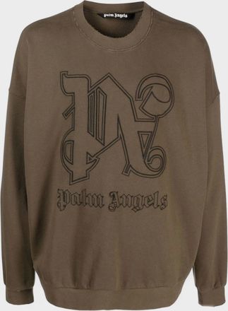 Palm Angels Mens Palm Angels Monogram Statement Crew Brown/Black - Size: 40