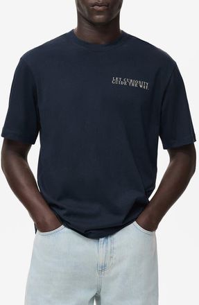 Mango Cotton Graphic T-Shirt in Indigo Blue at Nordstrom, Size Medium