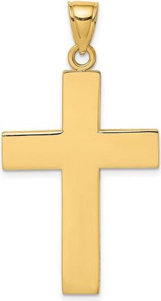 Diamond2Deal 14k Gold Polished Large Block Cross with Open Back Charm Pendant