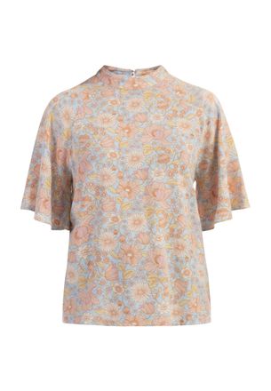 Usha blouse met korte mouwen Dames Blauw Veelkleurig