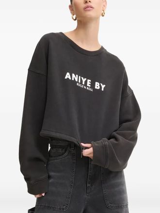 Aniye By logo-print cropped sweatshirt - women - Cotton - L - Black