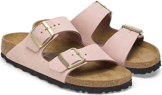 Birkenstock Womens Arizona Footbed Leather Sandal In Soft Pink