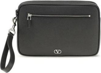 Valentino Garavani Vltn Times Leren Clutch - Heren - Tassen - Zwart - ONE Size - Leer - Tassen
