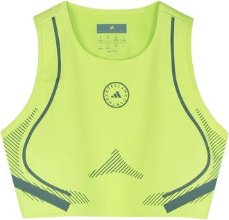 adidas Adidas by Stella McCartney, Running Tops, female, Green, Size: L Fluorescent Yellow Running Crop Top
