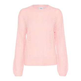 Saint Tropez Gezellig Gebreide Trui met Uniek Patroon - Dames - Ronde hals truien - Roze - XS - Wol - Truien & Vesten