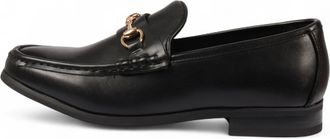 Infinity Leather Zwarte loafers voor heren met gouden gesp en handige instappers