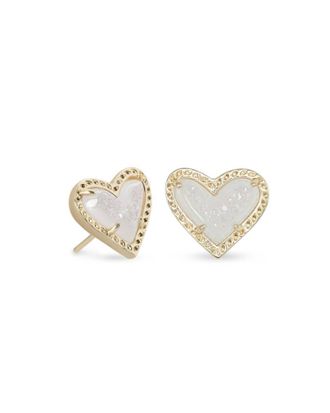 Kendra Scott Womens Framed Ari Heart Stud Earrings In Iridescent Drusy