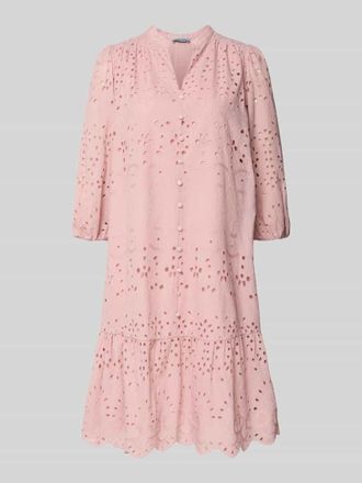 More & More More & More Knielanges Kleid mit Lochstickerei in Rose, Gr&ouml;&szlig;e 34