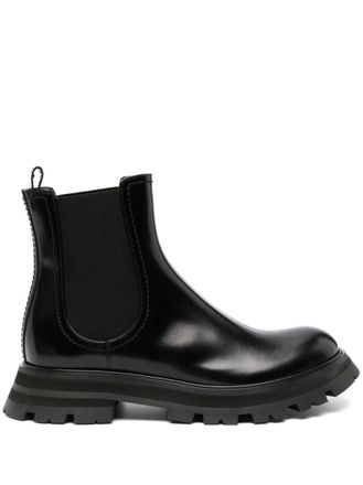 Alexander McQueen Black 45MM Chelsea Leather Boots